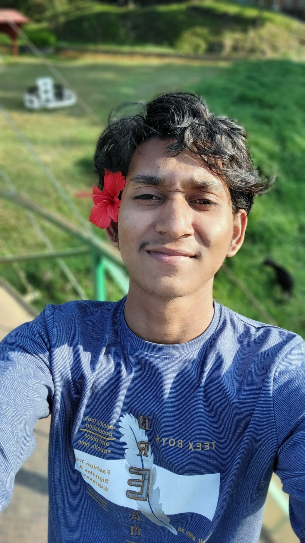 Bright outdoor travel selfie